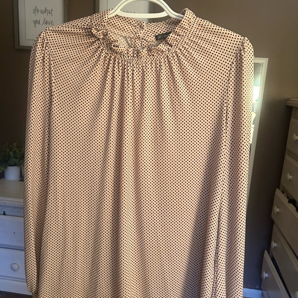 Adrianna Papell Polka Dot Long Sleeve Blouse